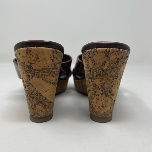 Brighton Summer Leopard Print Cork Wedge Sandals Size 6.5 - Picture 9 of 10